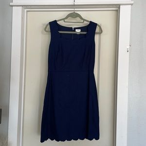 NWT J. Crew Navy Dress with Scallop Neckline
